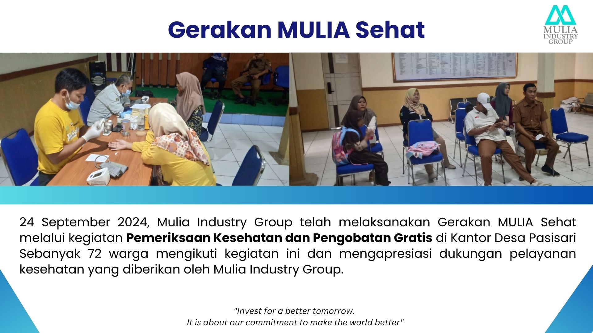Gerakan MULIA Sehat: Pemeriksaan Kesehatan & Pengobatan Gratis